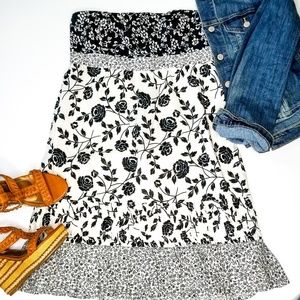 Loft strapless black white dress